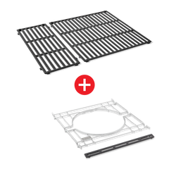 WEBER CRAFTED Porcelain-Enameled Cast-Iron Cooking Grates & Frame Kit  – SPIRIT 300 series, SEARWOOD 600, & SMOKEFIRE EX4